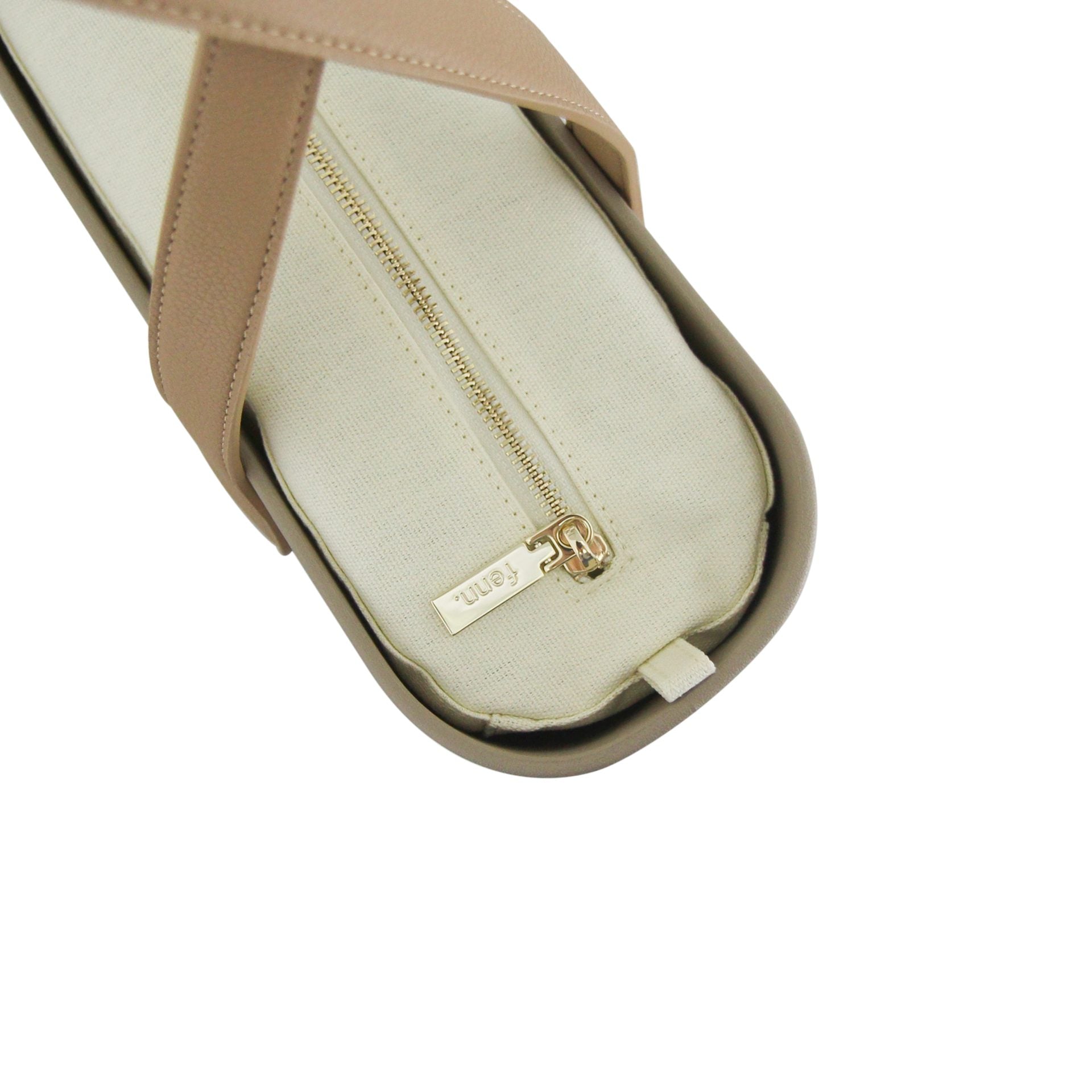Fenn Gold Zip Stone Handle Tote Bag In Beige