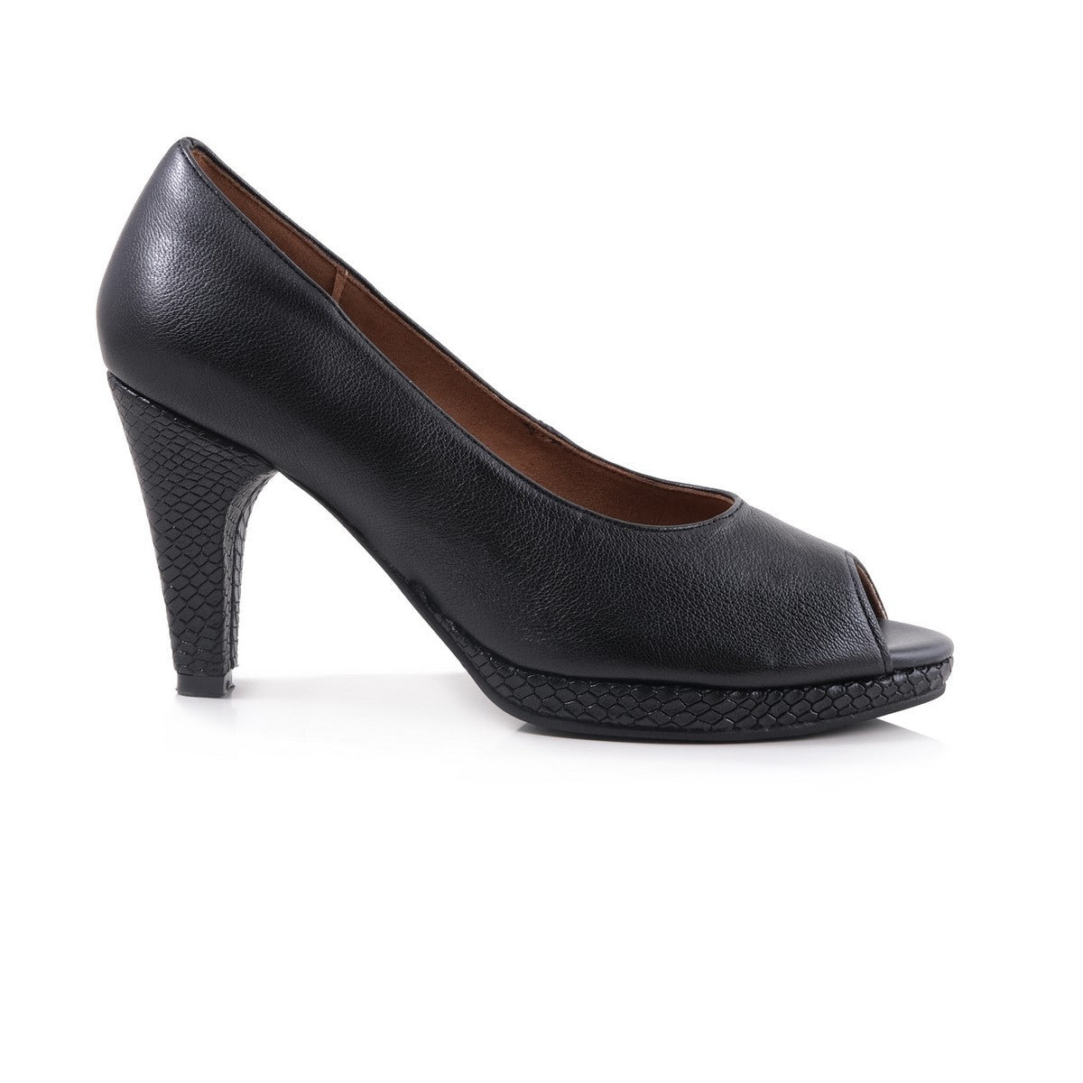 Froggie Ladies Lea Waxy Combo Heels In Black