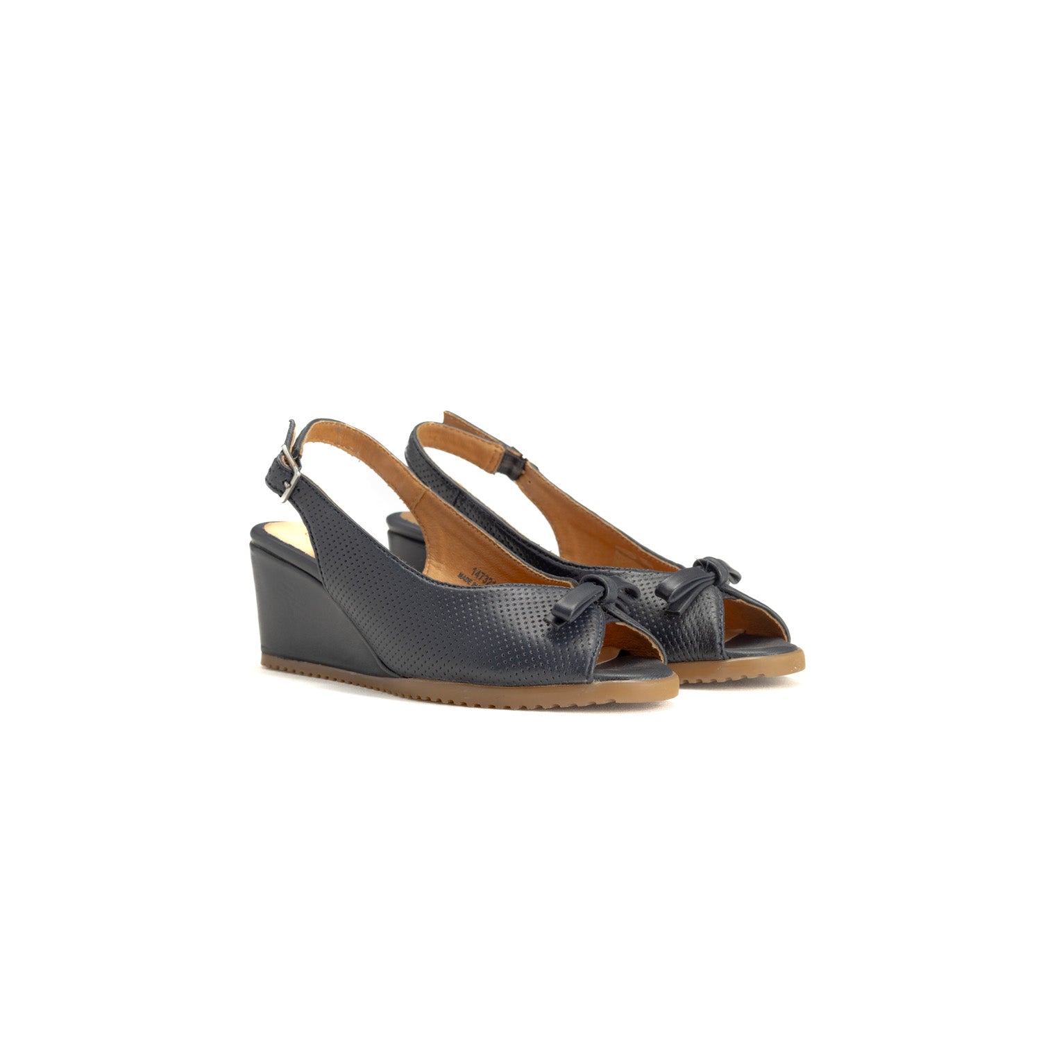 Hush Puppies Ladies Saffron Leather Shoes In Navy
