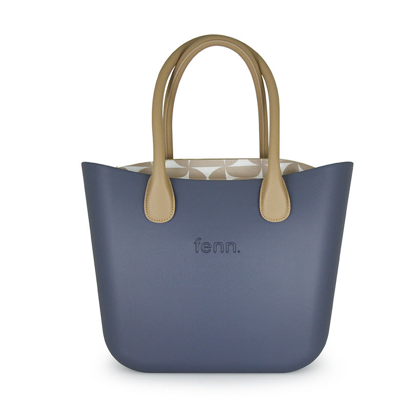 Fenn Light Stone Print Handbag In Navy