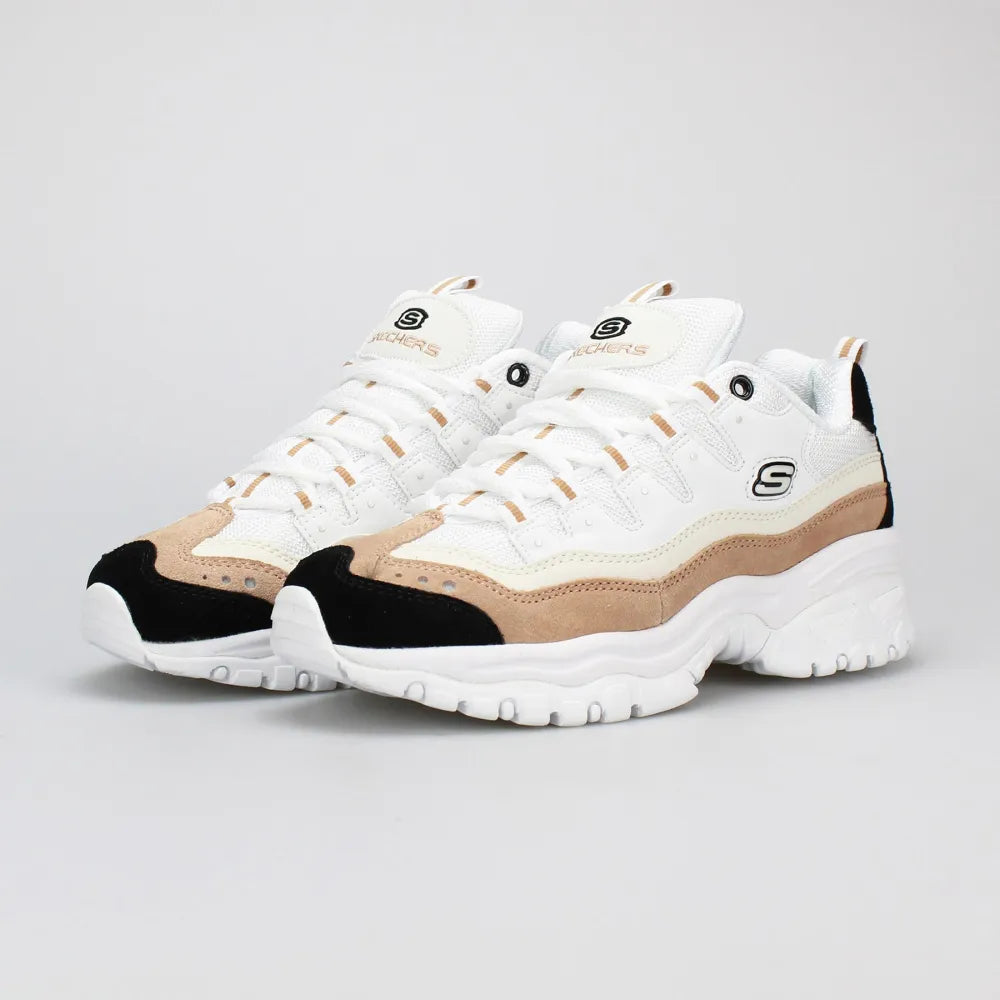 Skechers Womens Energy Sunny Wave Shoes In White & Beige