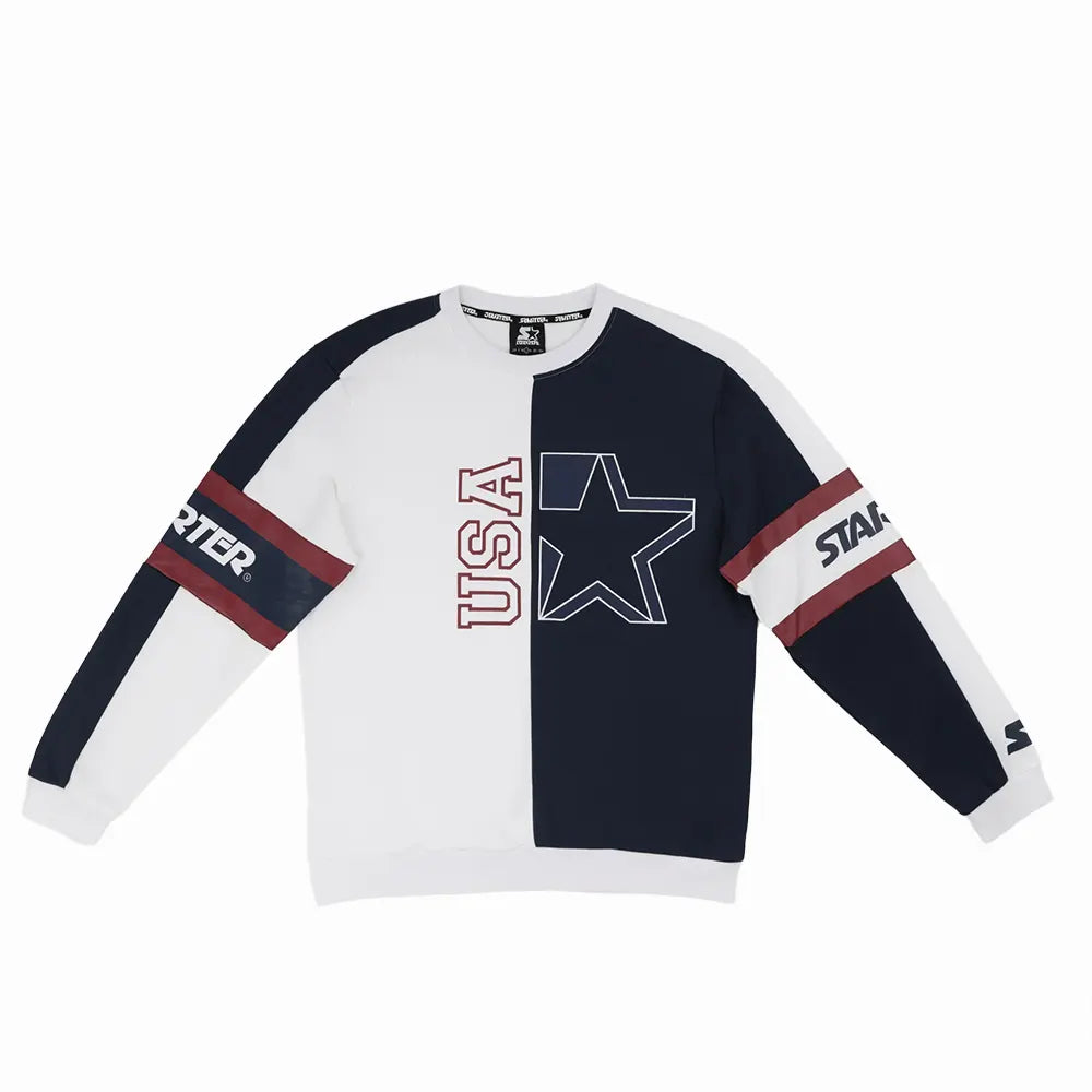 Starter Mens USA Crew Neck Sweatshirt In Navy & White