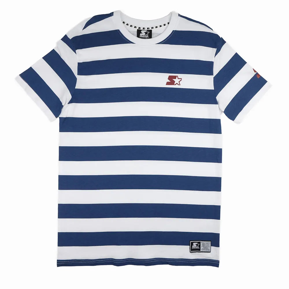 Starter Mens Stripes T-Shirt In White & Blue