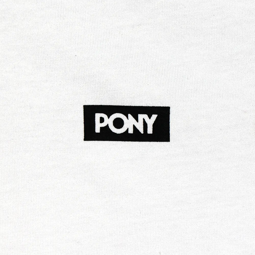 Pony Mens Block Logo V-Neck T-Shirt In White