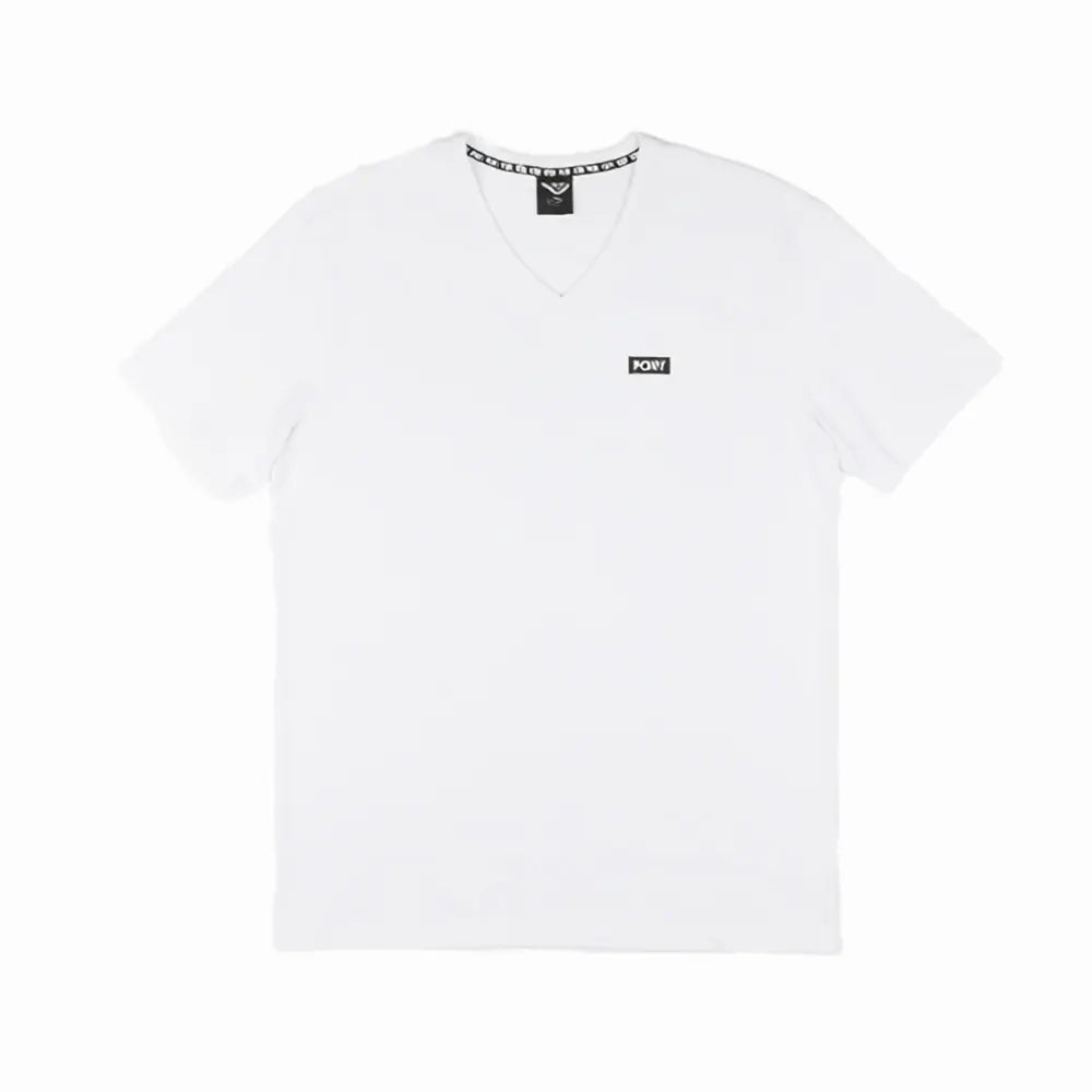 Pony Mens Block Logo V-Neck T-Shirt In White