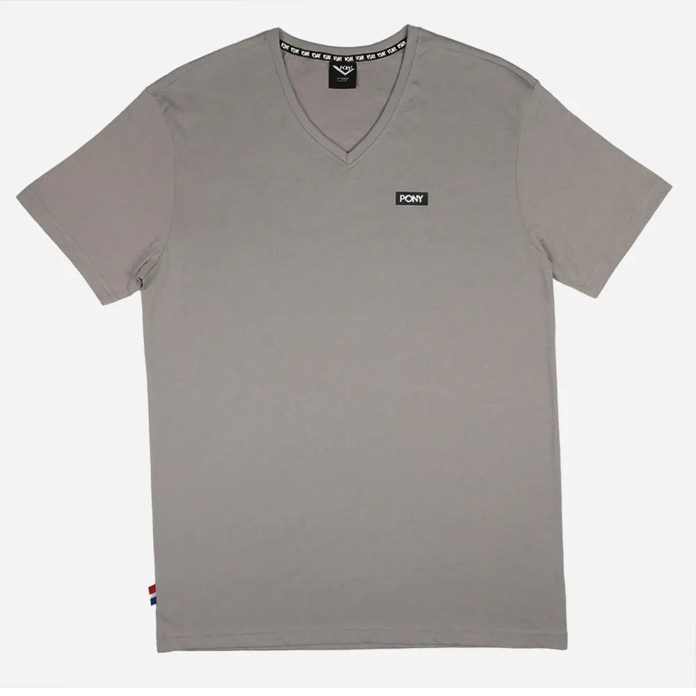Pony Mens Logo V-Neck T-Shirt In Grey