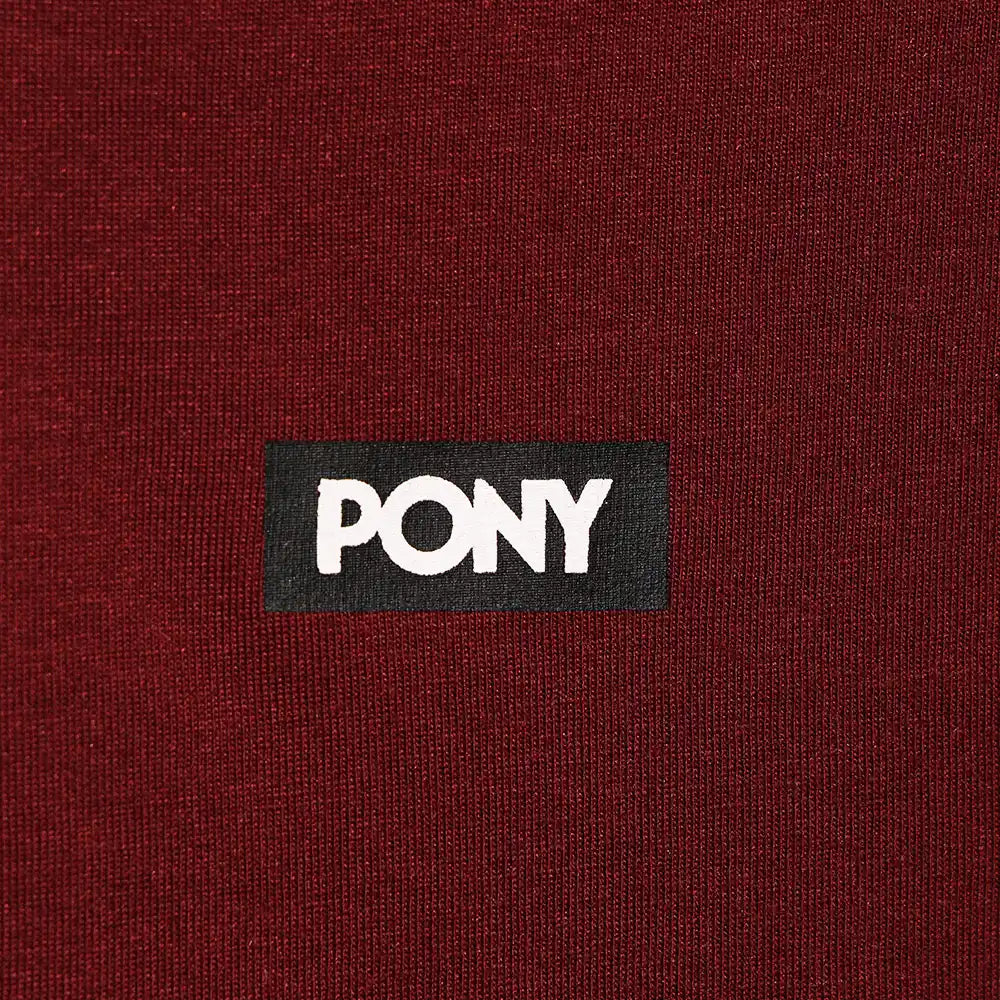 Pony Mens Block Logo V-Neck T-Shirt In Maroon