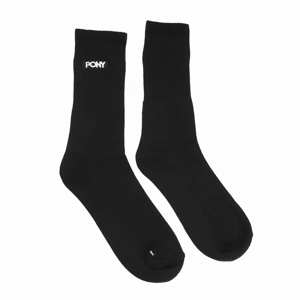 Pony Mens Block Logo Socks In Black & White