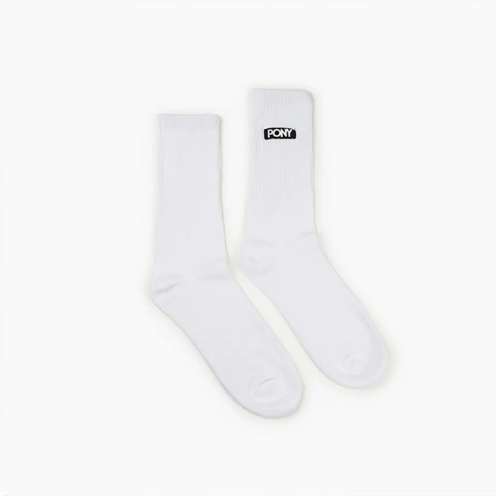 Pony Mens Block Logo Socks In White & Black