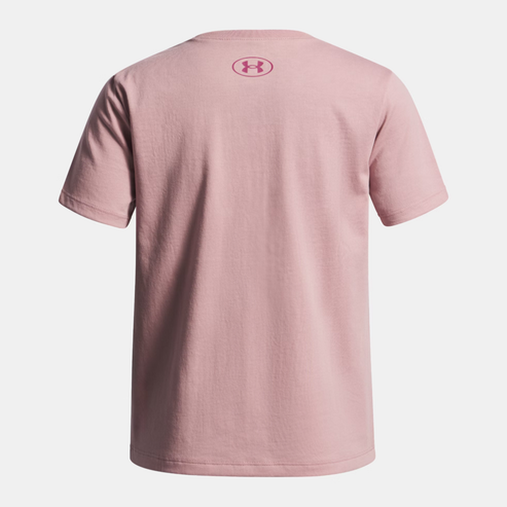 Under Armour Girls Big Logo Short Sleeves T-Shirt In Tourmanline Pink/Fuchsia Dusk