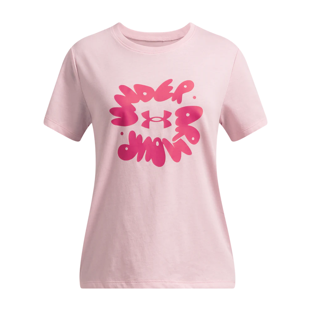 Under Armour Girls Bubble Wordmark Short Sleeves T-Shirt In Pink