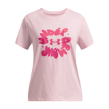 Under Armour Girls Bubble Wordmark Short Sleeves T-Shirt In Pink