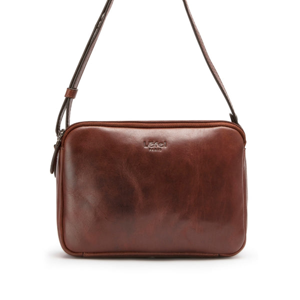 Lefel Martina Multi Zip Horzontal Sling Bag In Oxblood