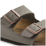 Brikenstock Mens Arizona Birko Flor Nubuk Sandal In Stone
