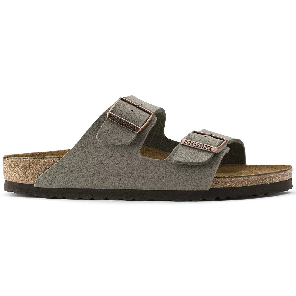 Brikenstock Arizona Mens Birko Flor Nubuck Sandal In Stone