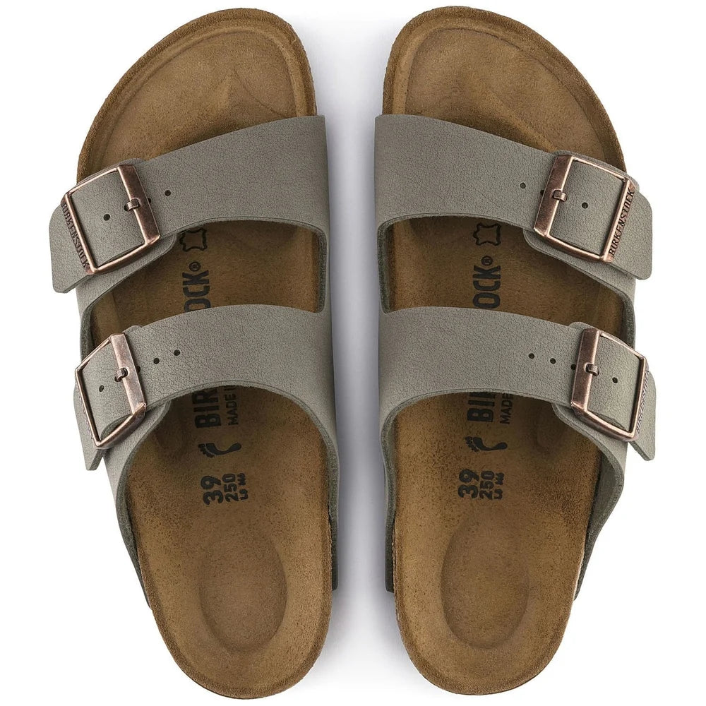 Brikenstock Mens Arizona Birko Flor Nubuk Sandal In Stone