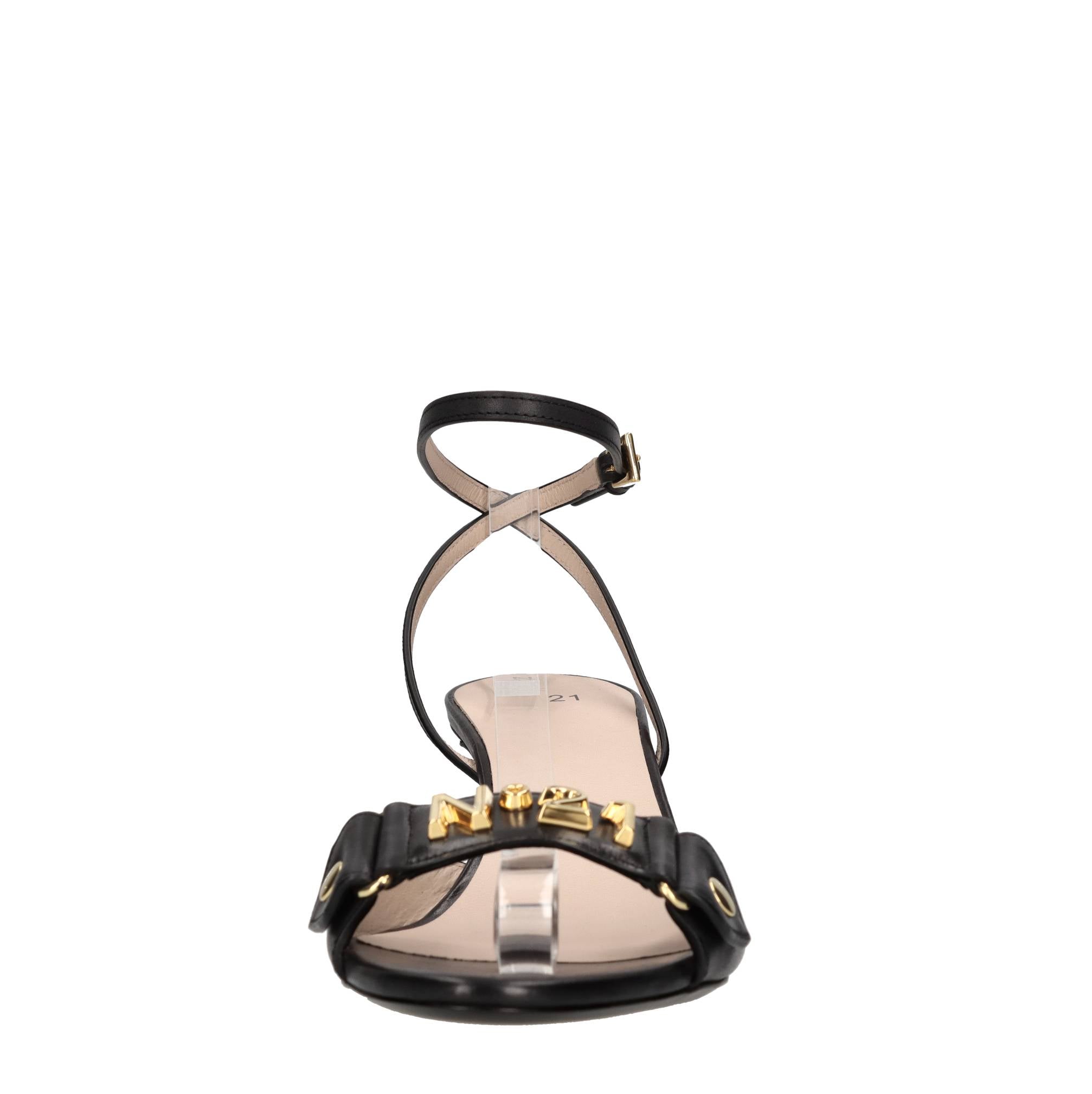 N°21 Womens Logo Lettering Sandal Heel In Black