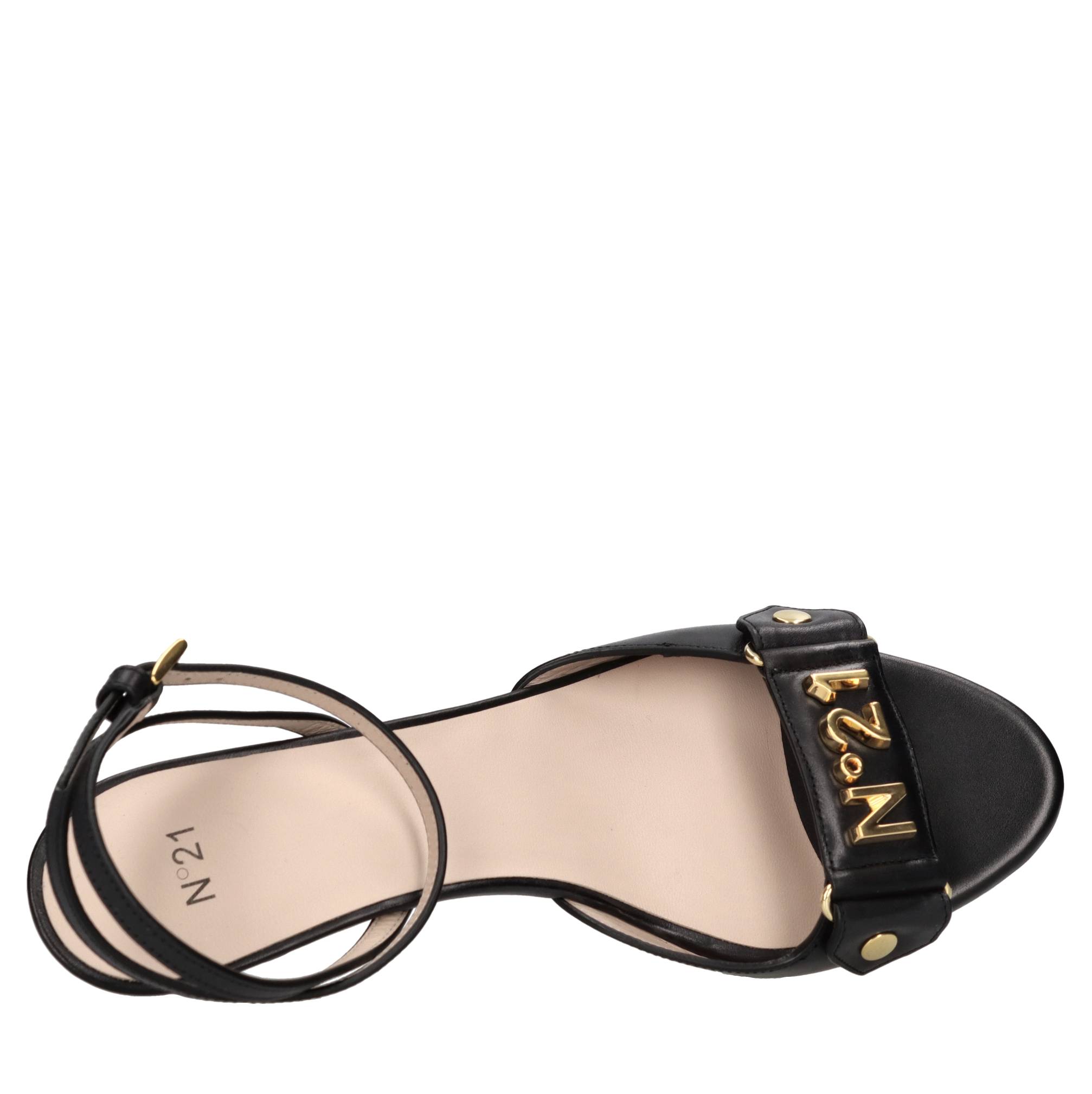 N°21 Womens Logo Lettering Sandal Heel In Black