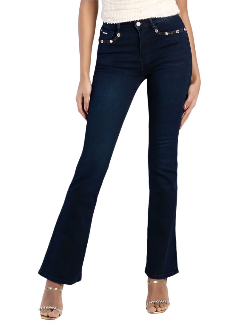 Sissyboy P31191 Ladies Arlo Mid Waist Bootleg Jean Blue/Black