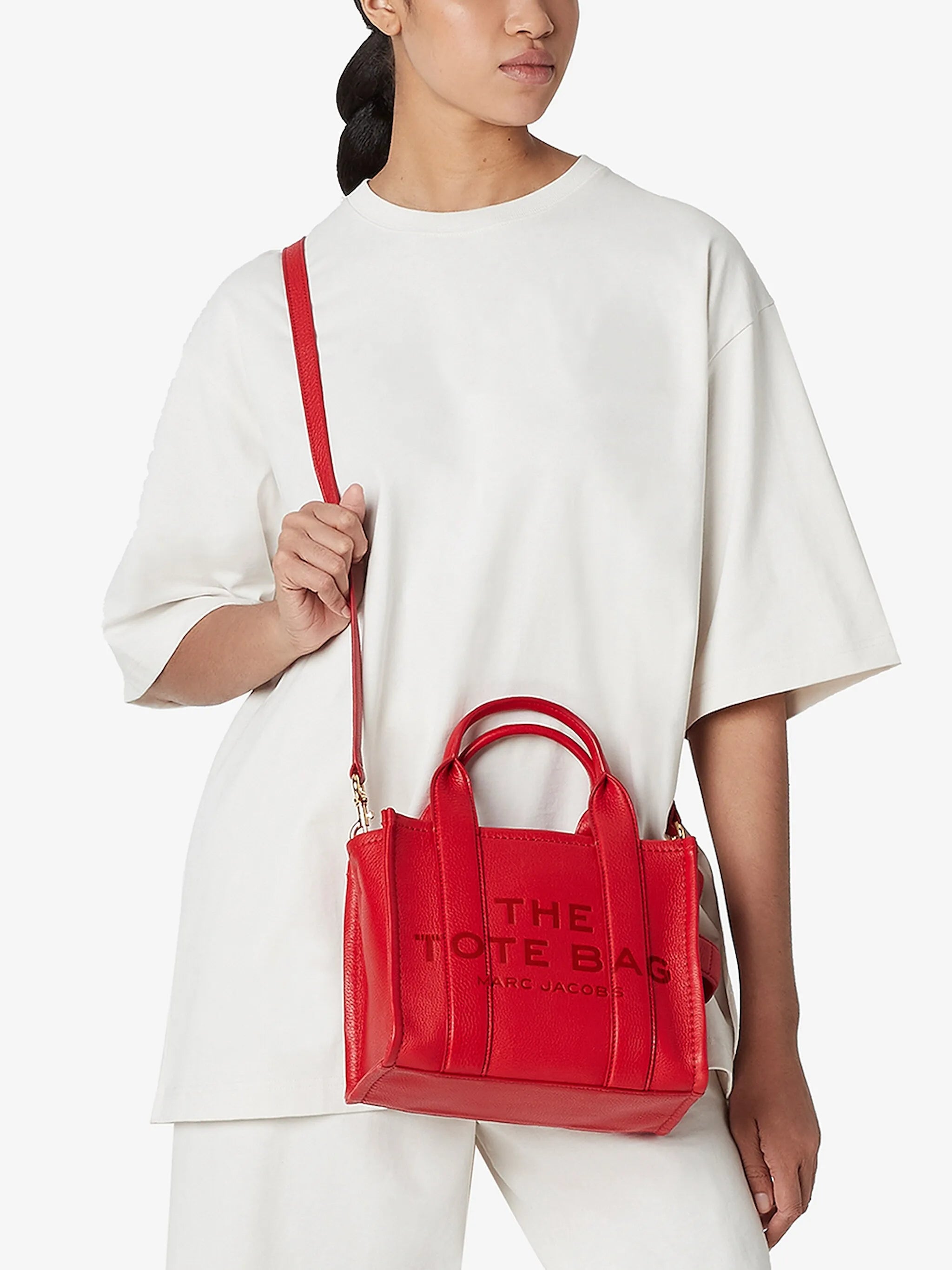 Marc Jacobs Womens The Leather Mini Tote Bag In Red