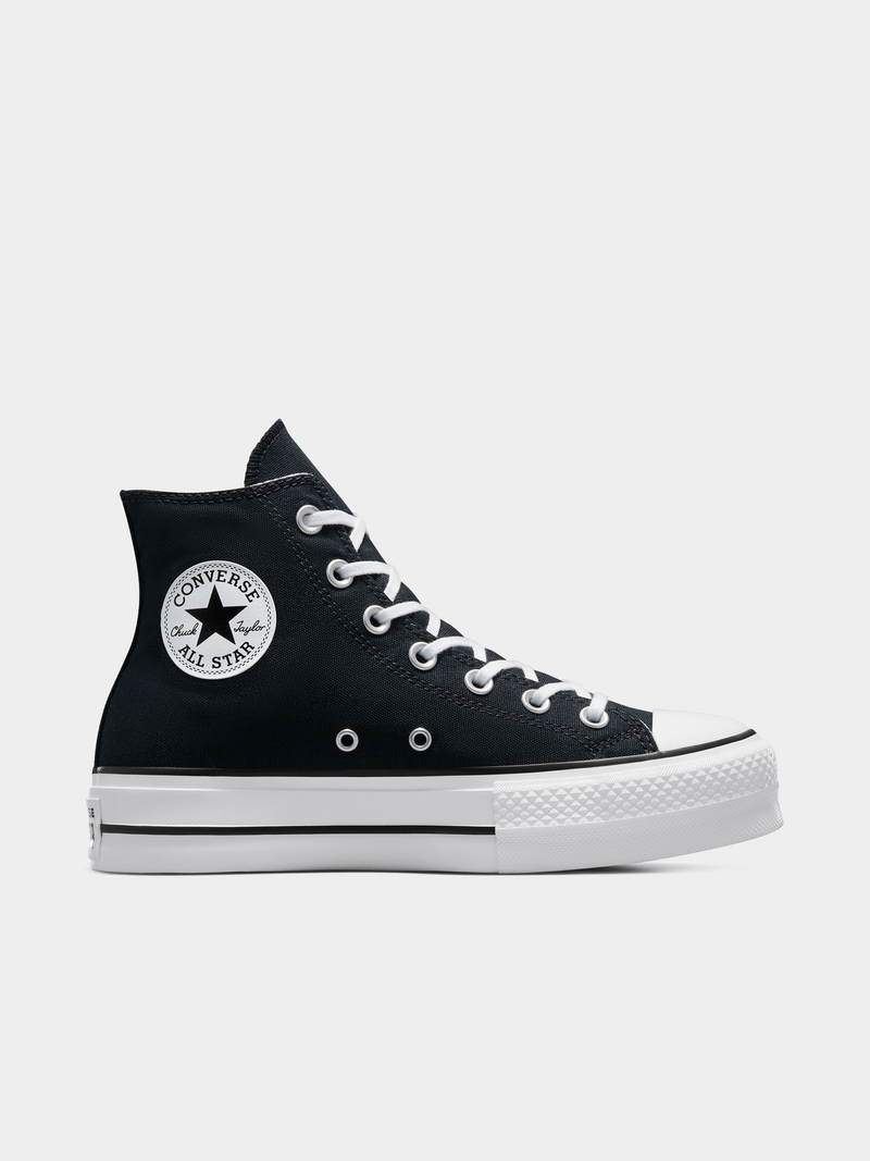 Converse Womens Ctas Lift Hi Canvas Black And White Sneaker