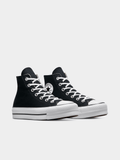 Converse Womens Ctas Lift Hi Canvas Sneakers In Black And White