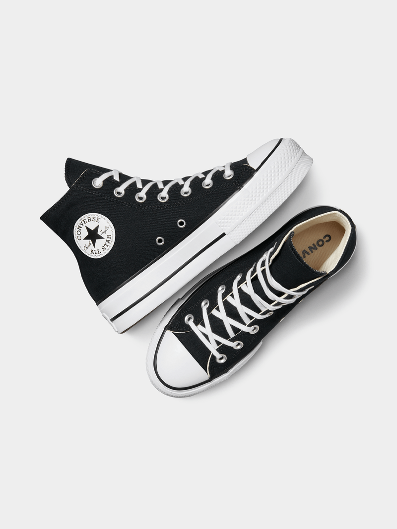 Converse Womens Ctas Lift Hi Canvas Black And White Sneaker