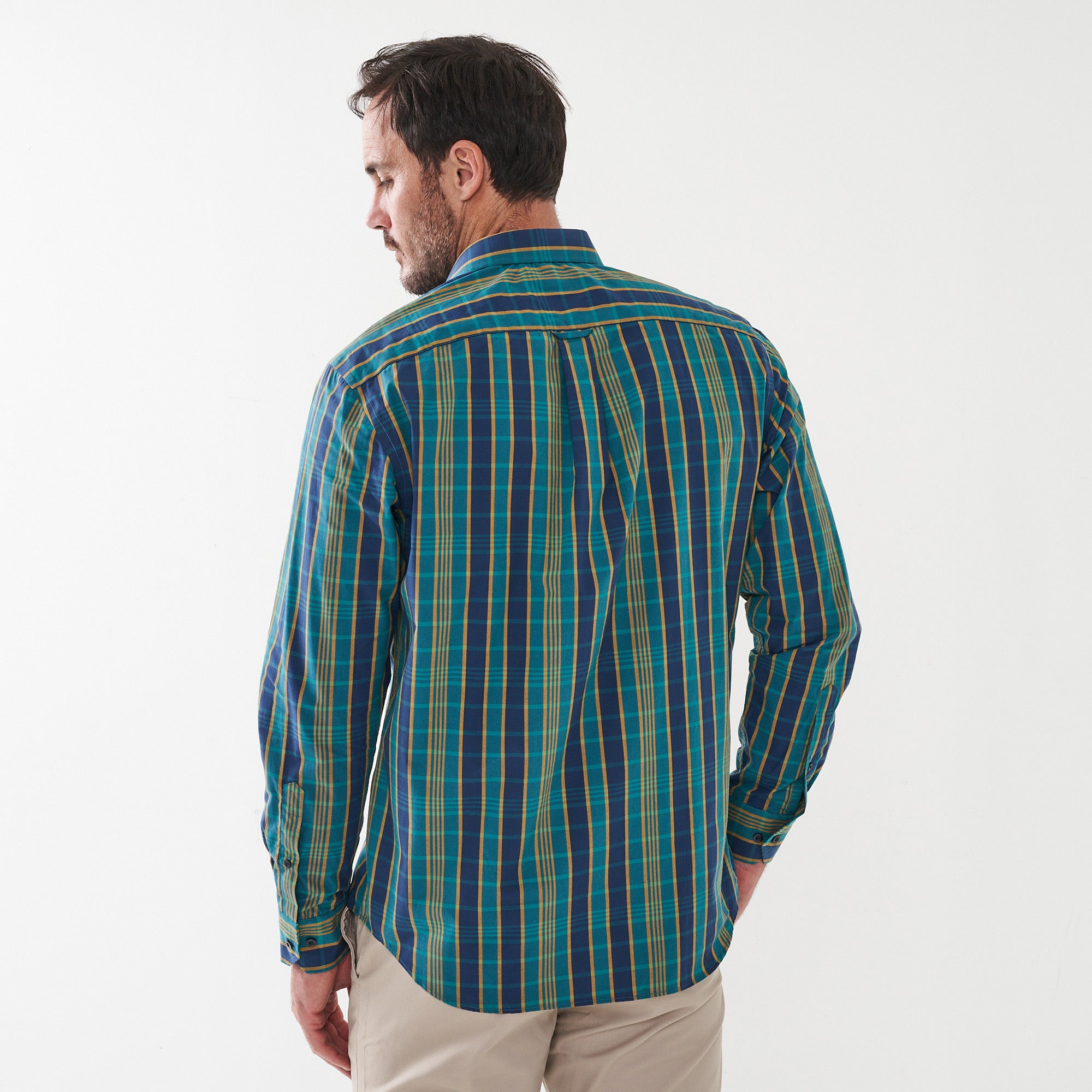 Pringle Mens Long Sleeve Classic Check Shirt In Blue Multi