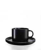 Jan Flat Stackable Cup & Saucer Set In Black