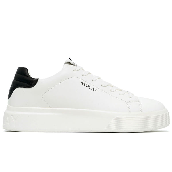 Replay Mens Notting Soft Sneakers In White & Black