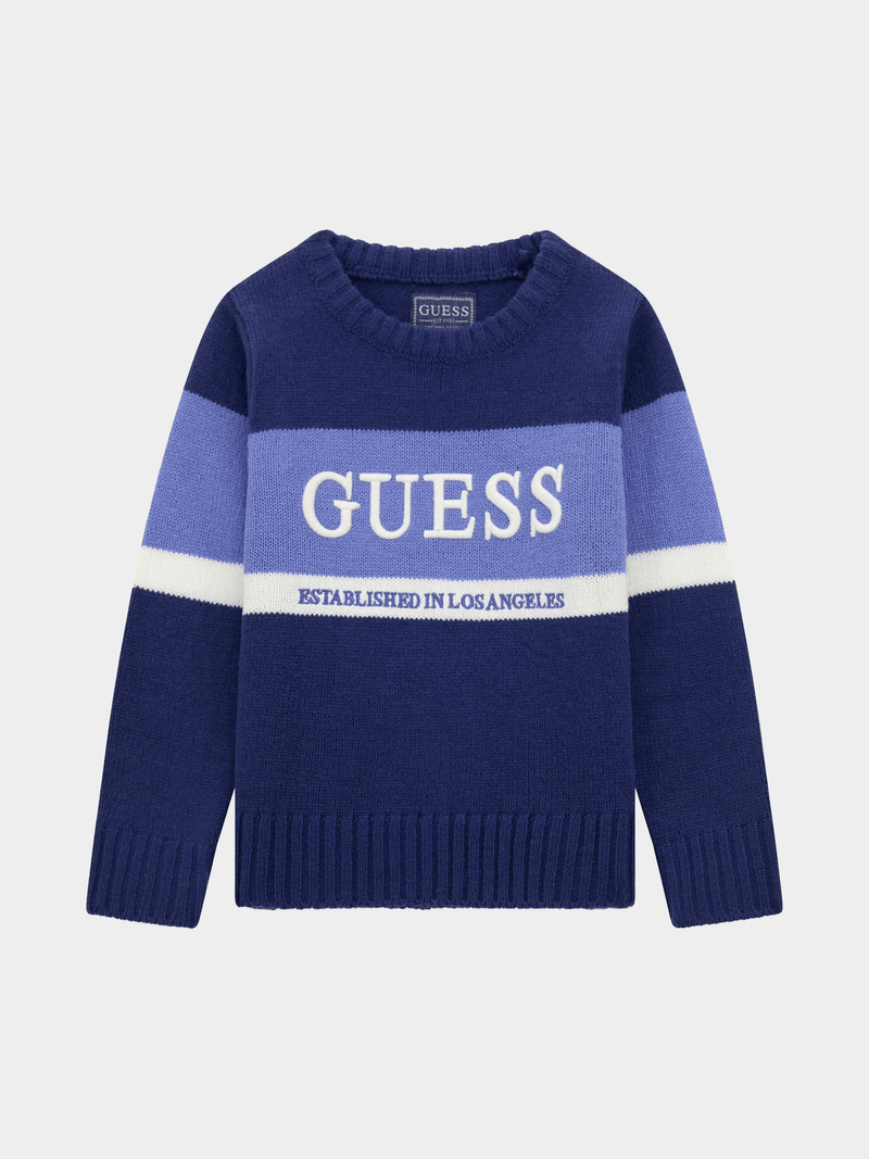 Guess Boys Long Sleeve 7B Sweater In Navy
