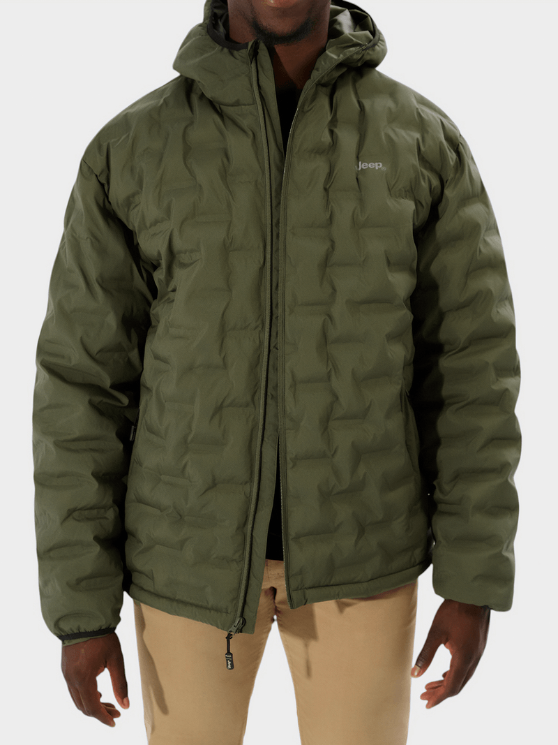 Jeep  Mens Hero Welded Puffer Jacket Olive