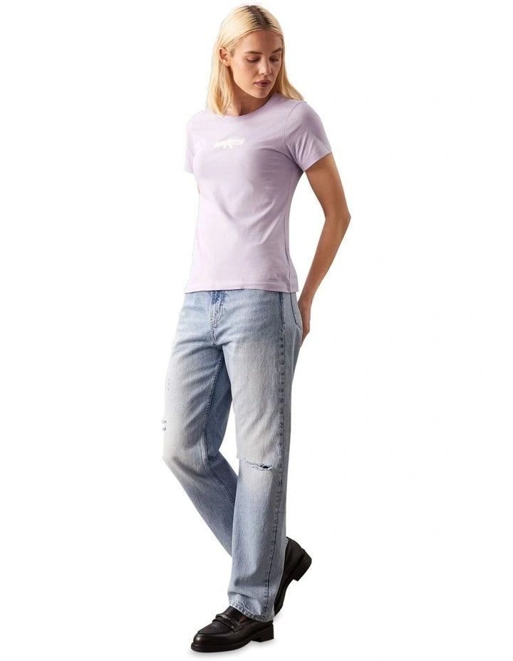 Calvin Klein J223625 Faded Monologo Slim Tee  Lilac