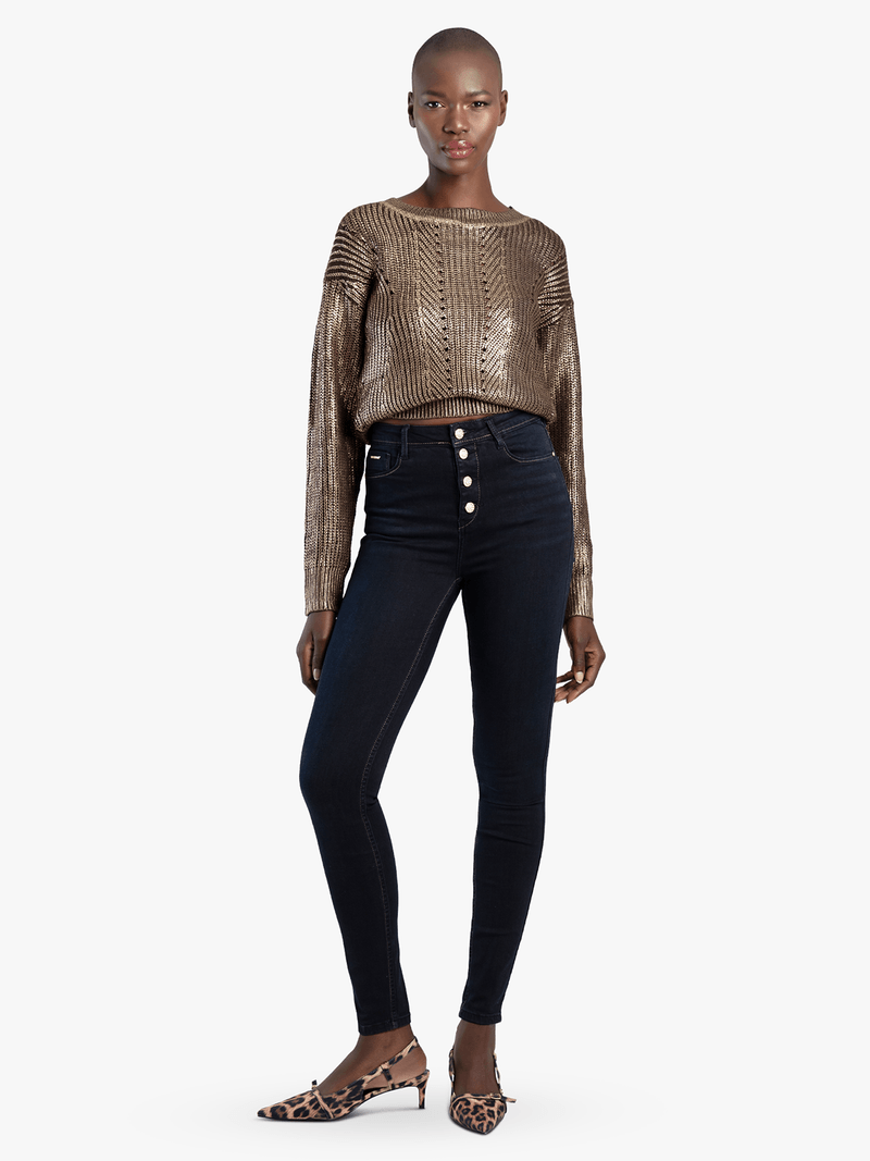 Sissyboy Ladies High Waist Dark Indigo Skinny Jean With Exposed Butt