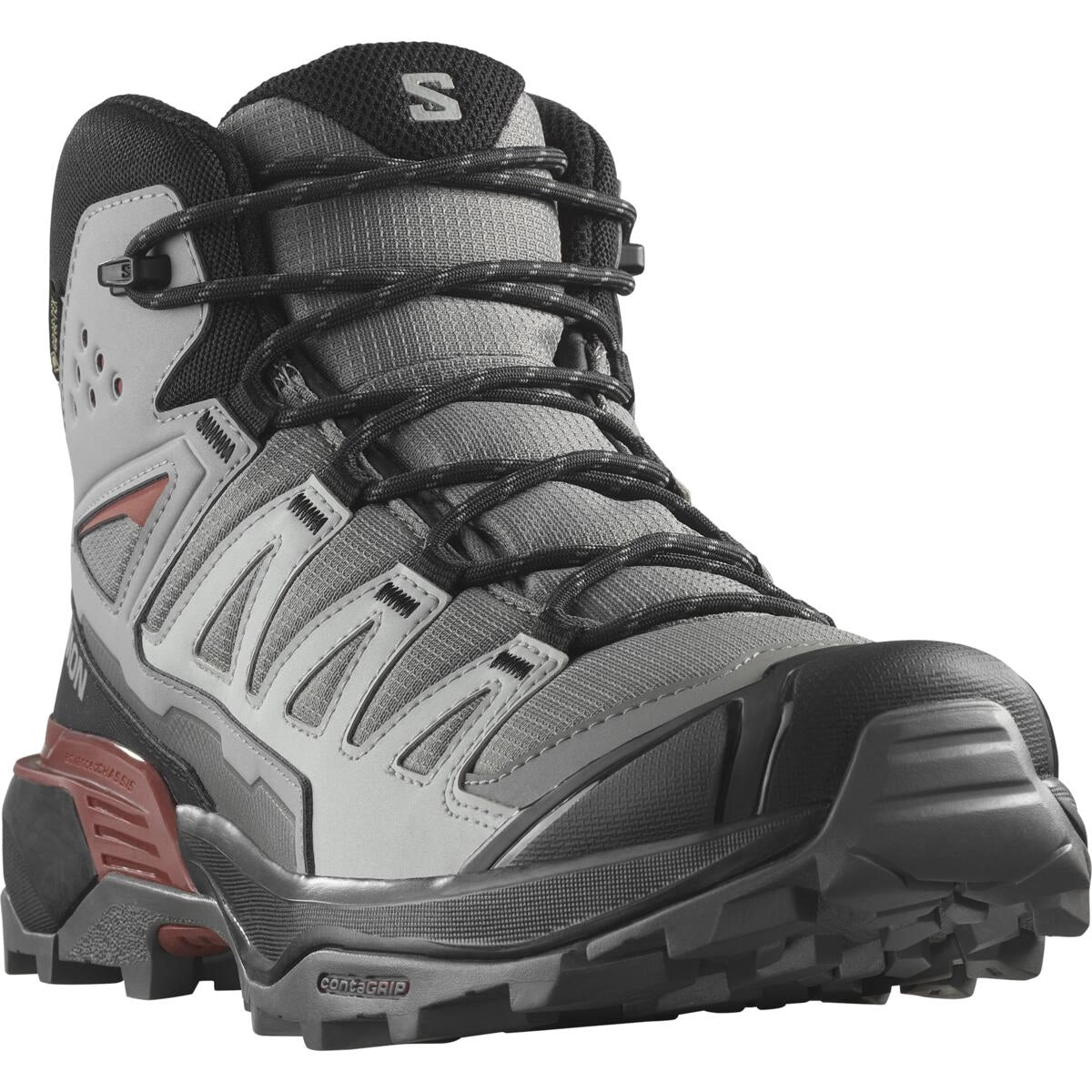 Salomon Mens X Ultra 360 Mid Gtx Shoes In Pewter/Black/Burnt Henna