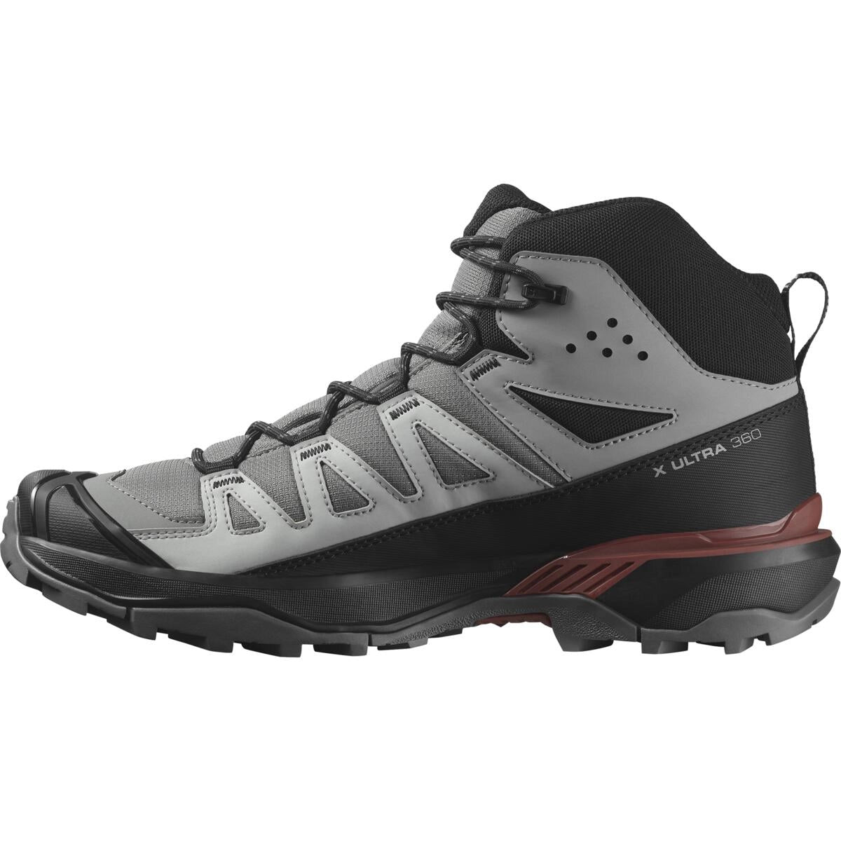 Salomon Mens X Ultra 360 Mid Gtx Shoes In Pewter/Black/Burnt Henna