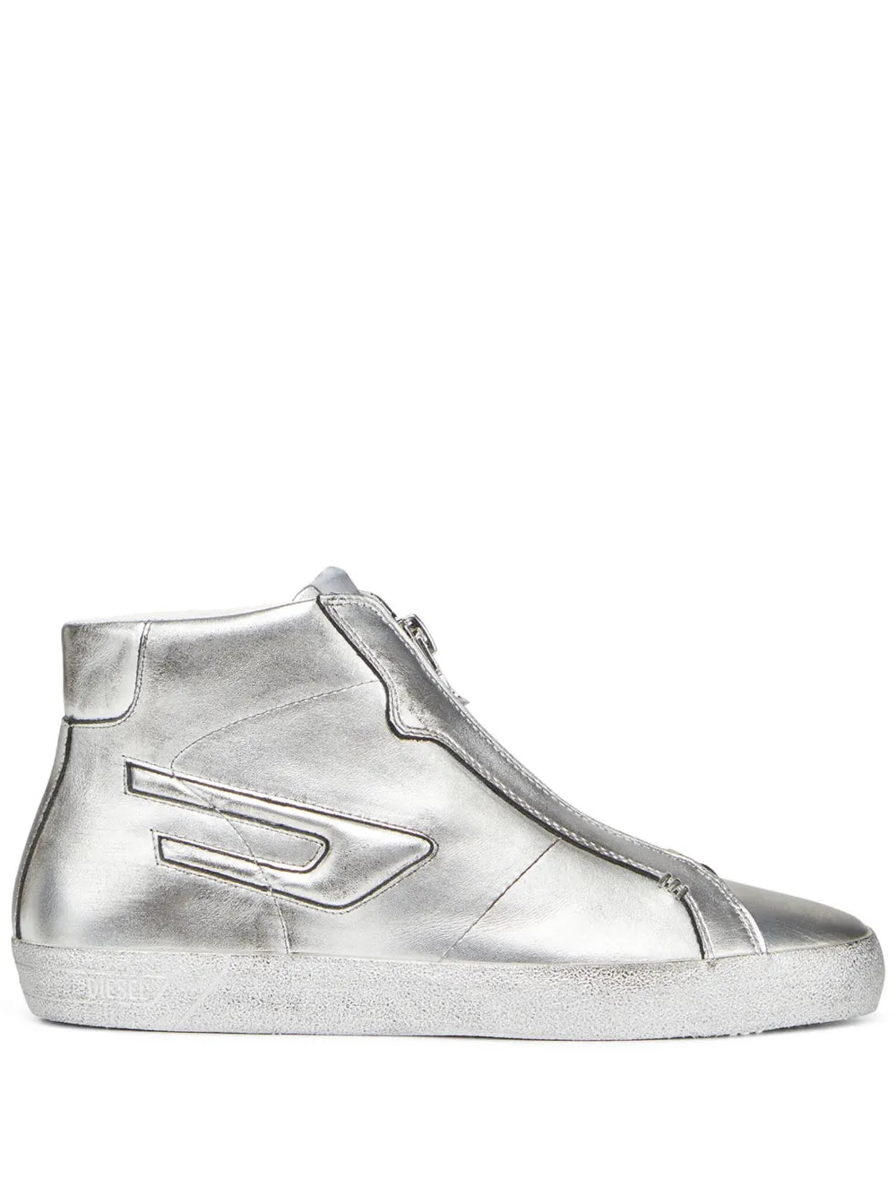 Diesel Mens Leroji Zip Mid Sneakers In Silver