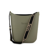 Fenn Gold Zip Black & Plain Black Canvas Tote Bag  In Watercress
