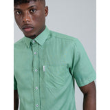 Ben Sherman Mens Linen Short Sleeve Shirt In Green