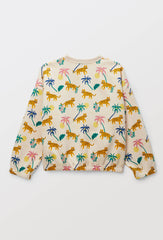 Ben Sherman Girls Leopard Jungle Crew Sweatshirt In Amaretti