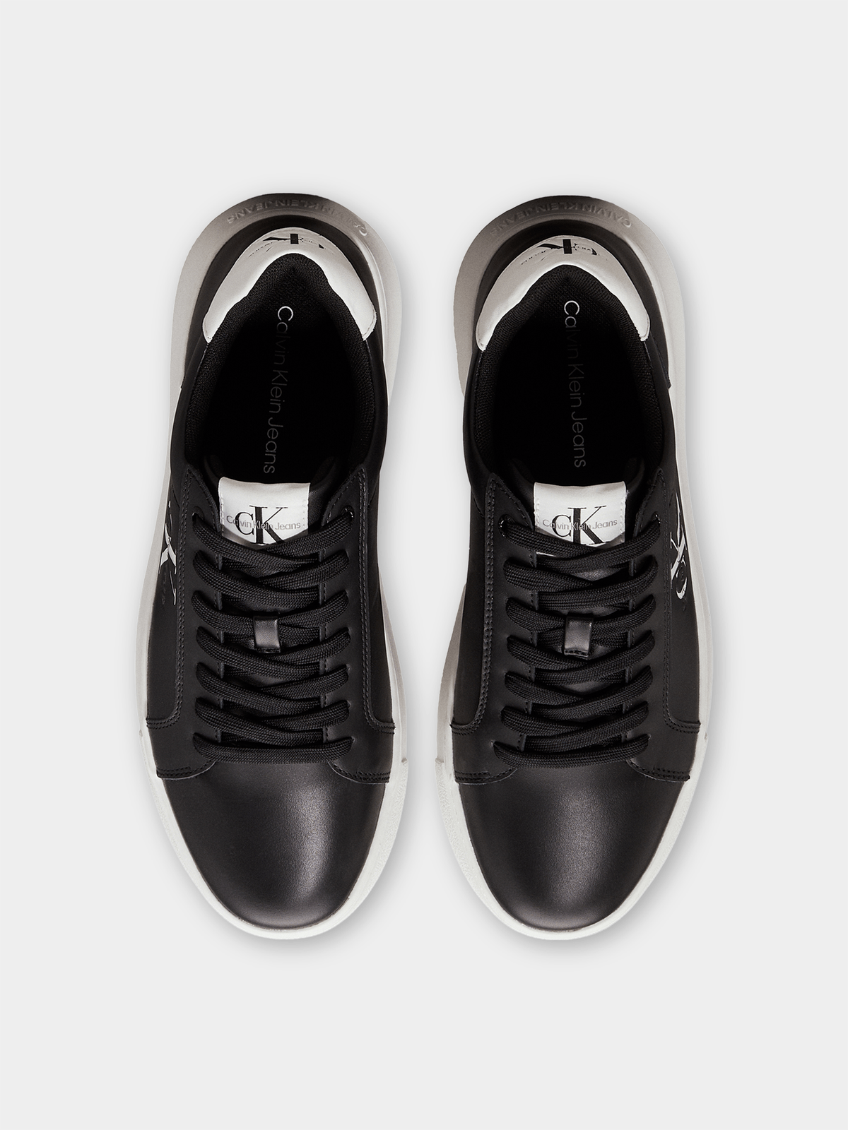 Calvin Klein Mens Chunky Cupsole Leather Shoes In Black and White