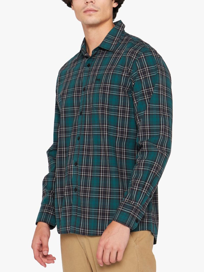 Jeep Long Sleeve Yarn Dyed Check Shirt In Green