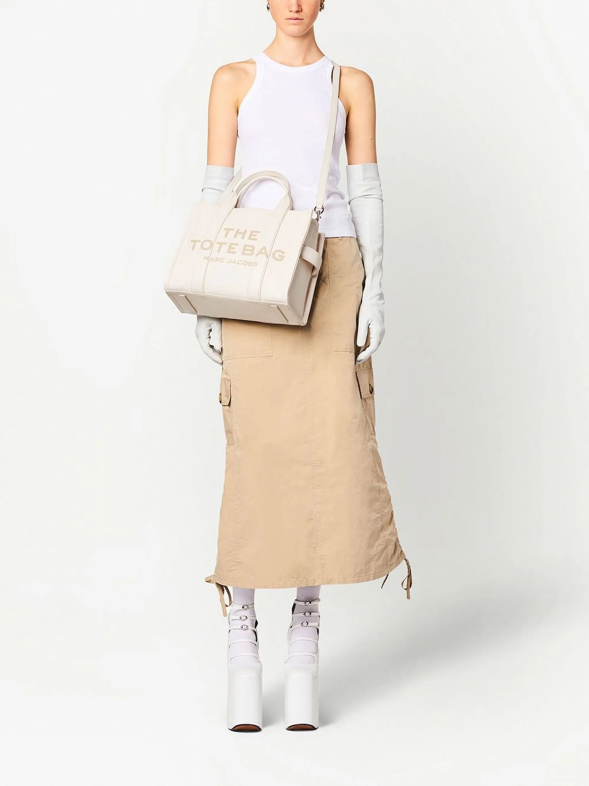 Marc Jacobs Womens Leather Medium Tote Bag In Cream