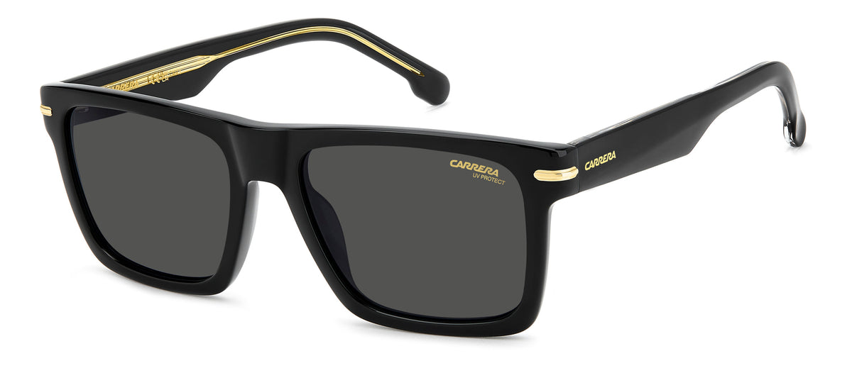 Carrera Rectangle Sunglasses In Black & Gold