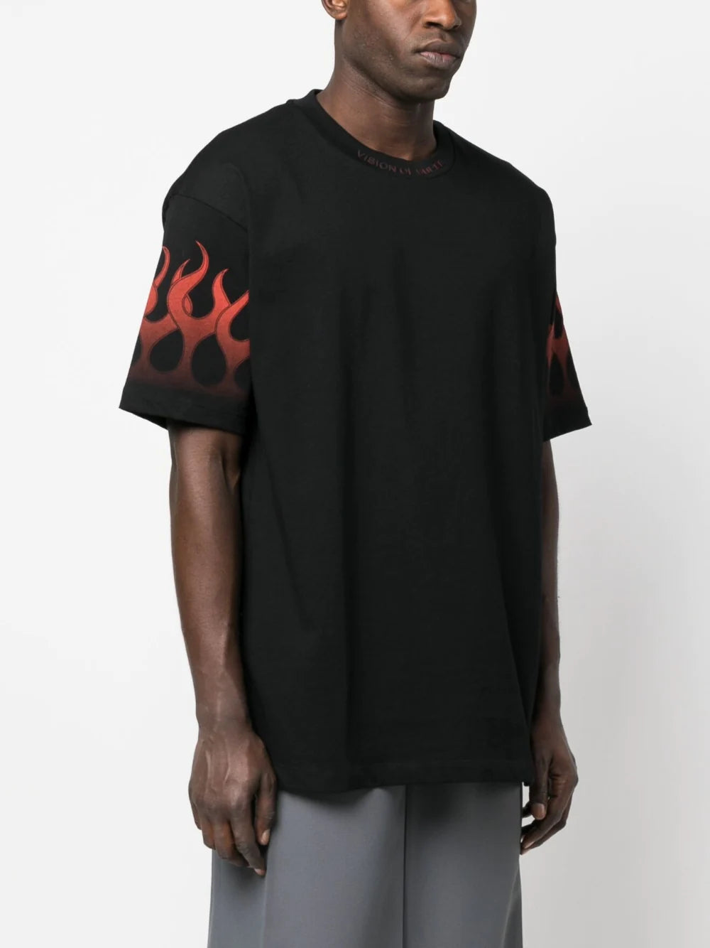 Vision Of Super Vs00471 Tshirt With Red Flames Black