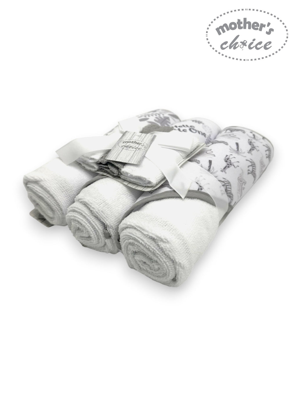 Mothers Choice 3 Piece Hooded Towels And 3 Piece Facecloths In Grey
