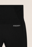 Freddy Womens Knitted Seamless 7/8 Leggings High Waist In Black