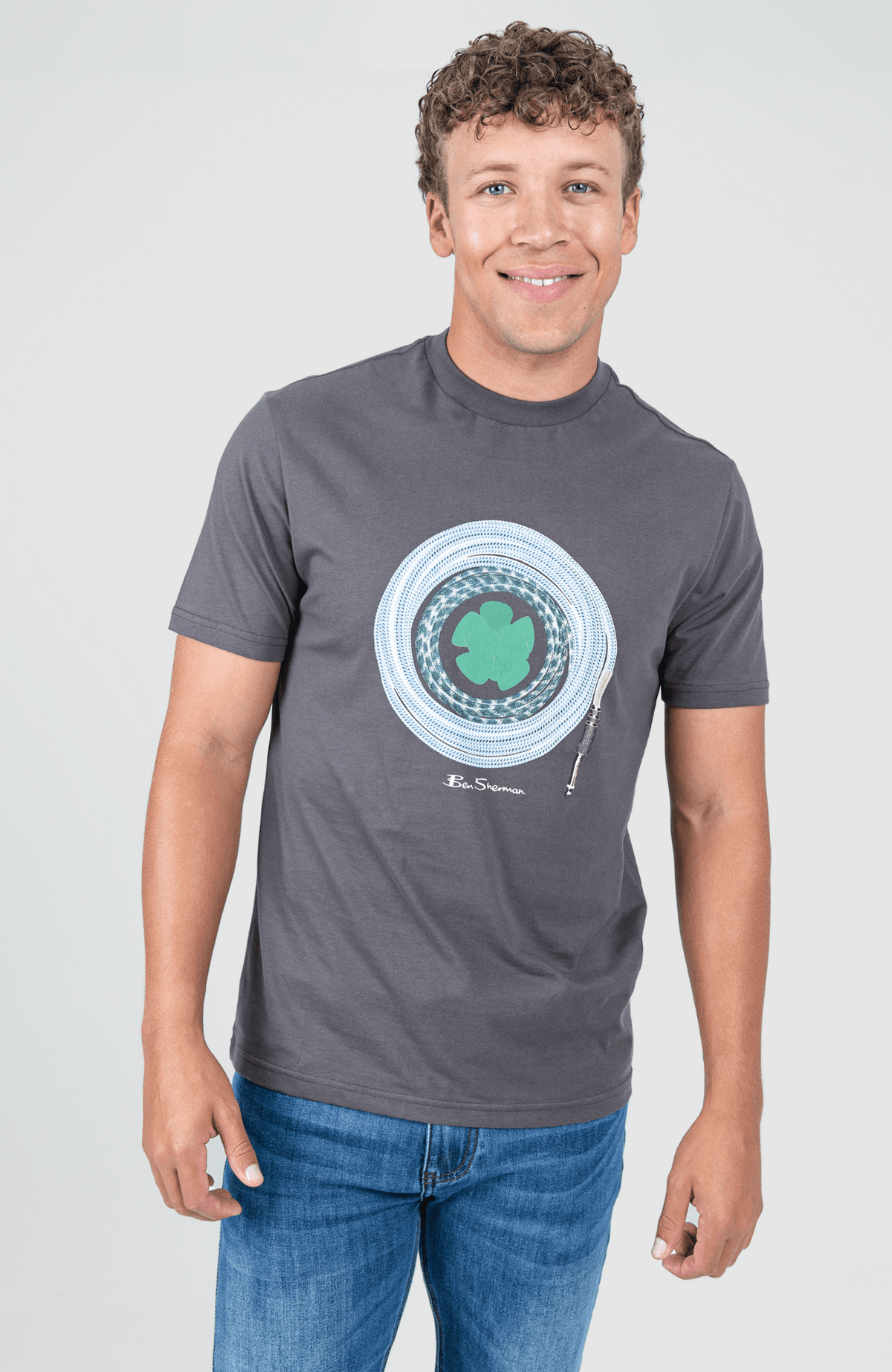 Ben Sherman Mens Guitar Lead T-Shirt Charcoal