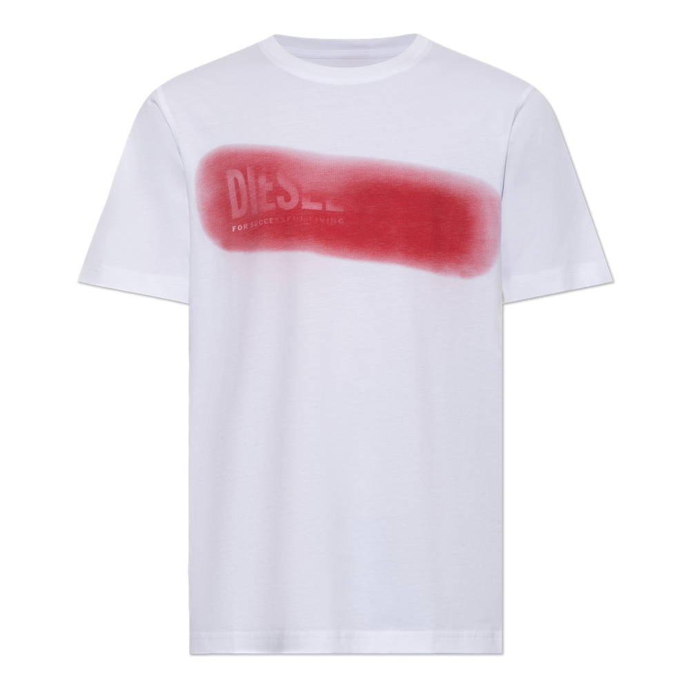 Diesel Mens T-Adjust Short Sleeves Regular T-Shirt In White/Red