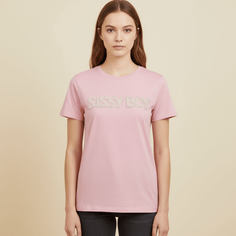 Sissy boy Regular Pink T-shirt With Pearl Logo